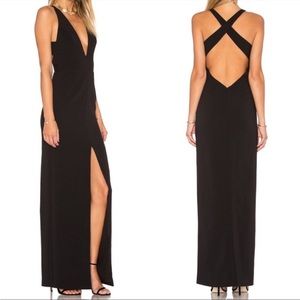 Lovers + Friends Revolve Deep V Black Dress